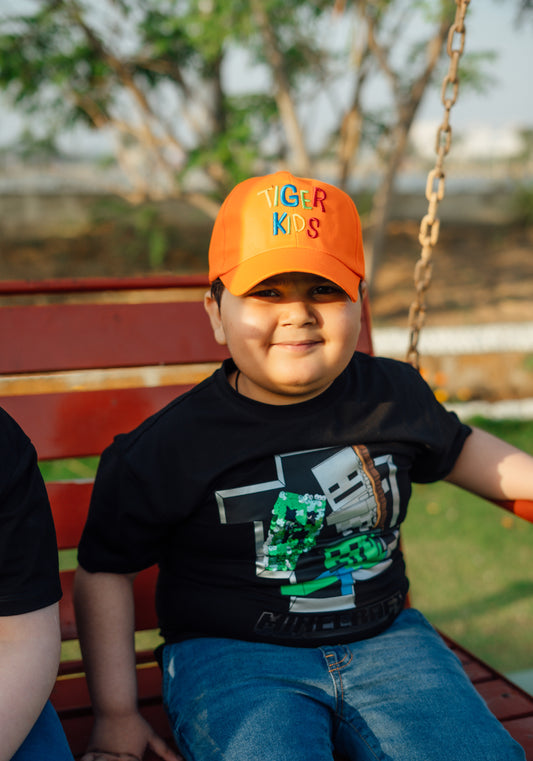 Orange Tiger Kids Cap
