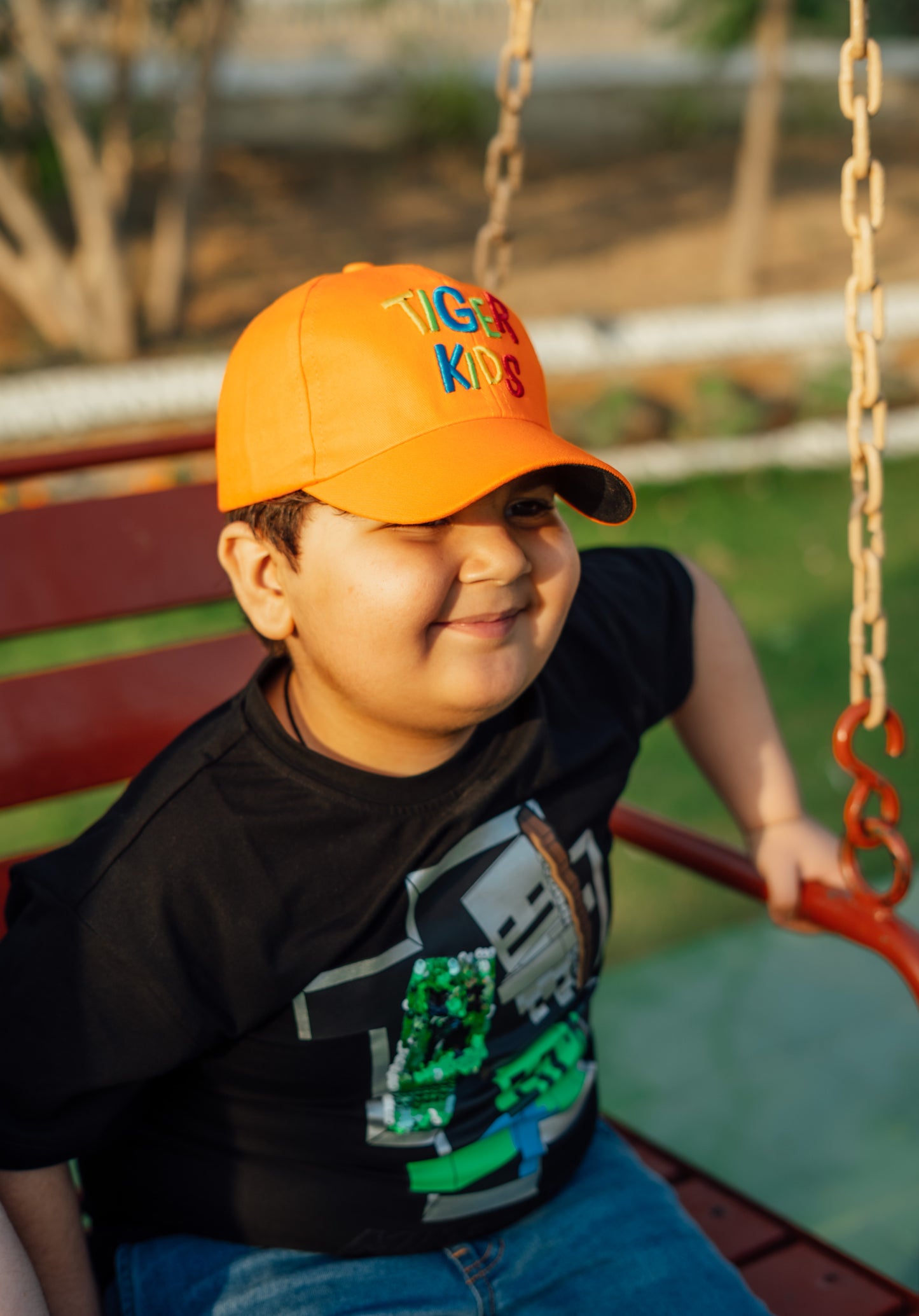 Orange Tiger Kids Cap