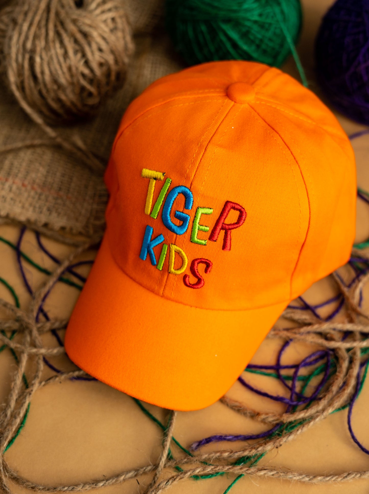 Orange Tiger Kids Cap
