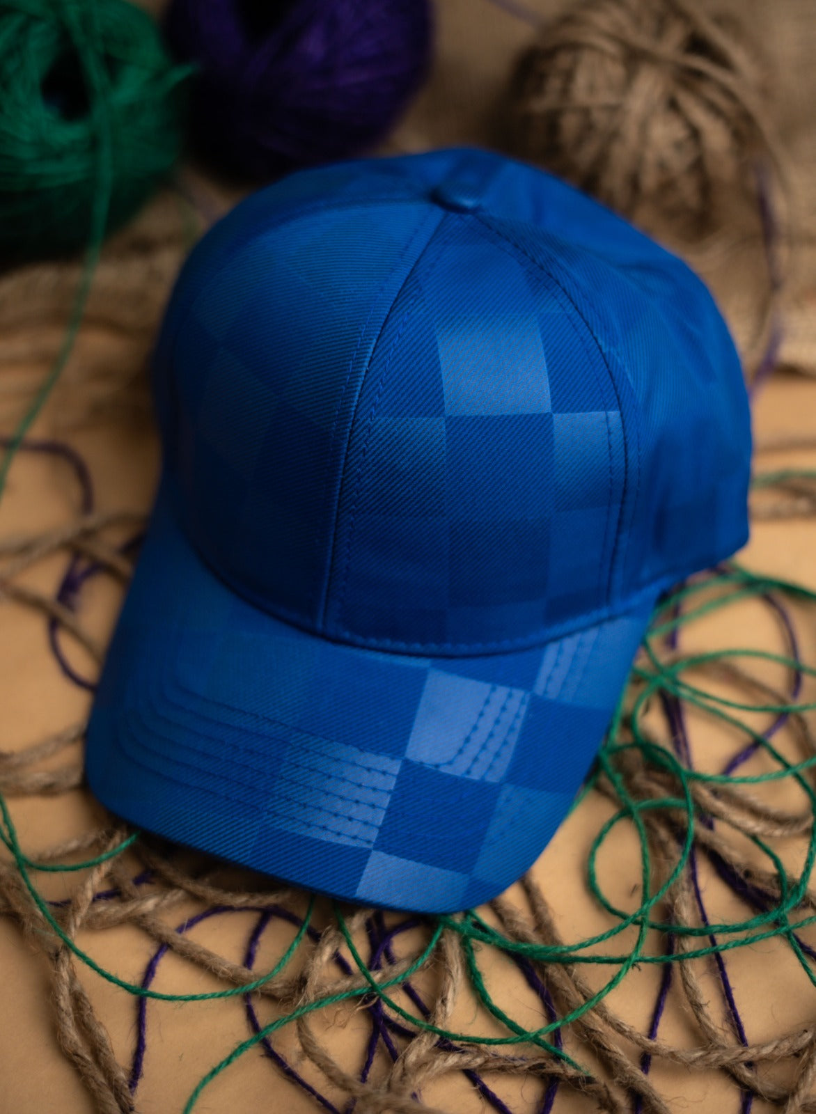 Blue checkered premium cap