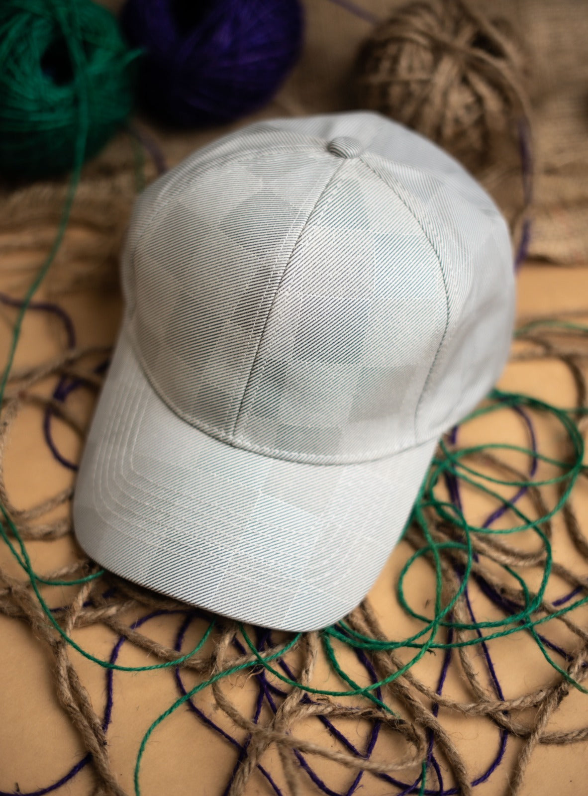 Beige checkered premium cap