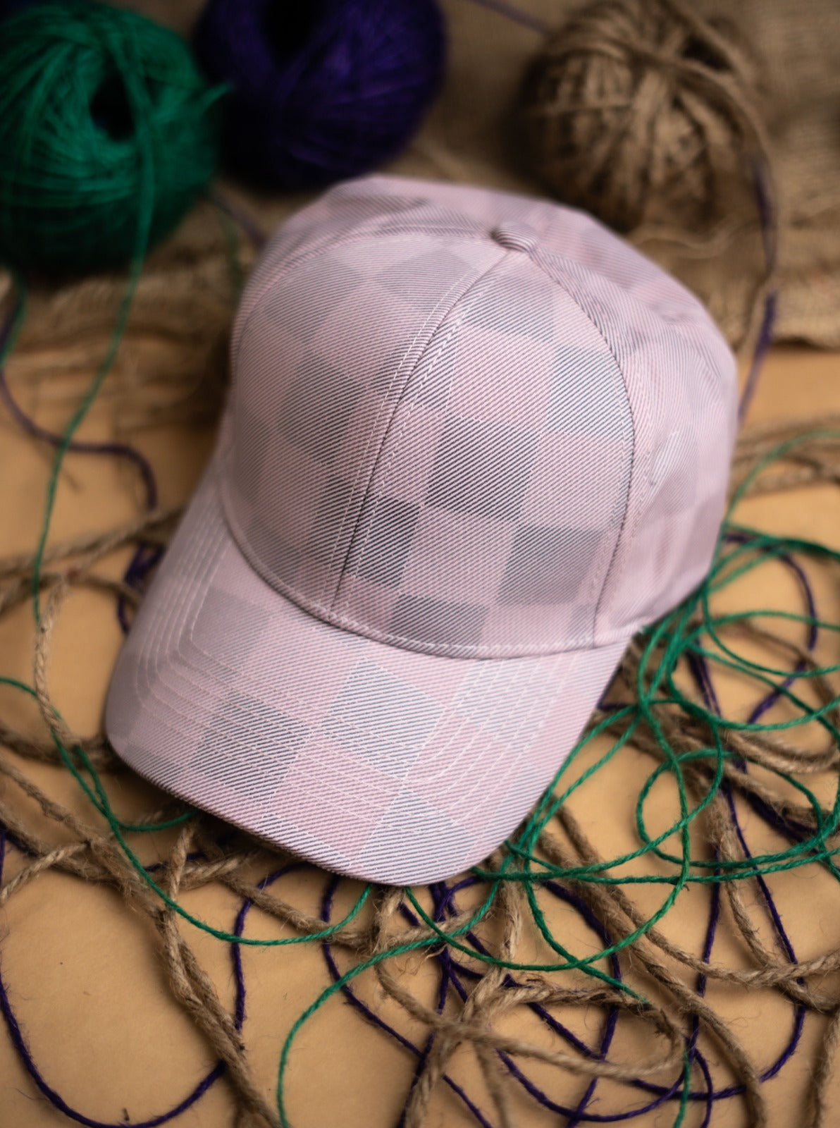 Pink checkered premium cap