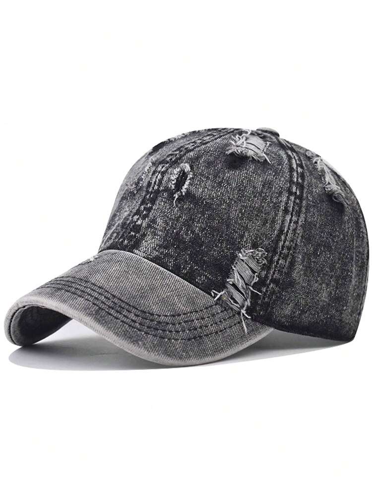 Grey Ripped denim cap