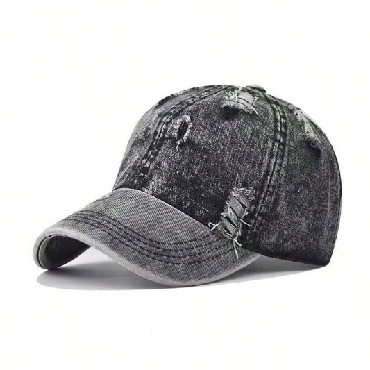 Grey Ripped denim cap