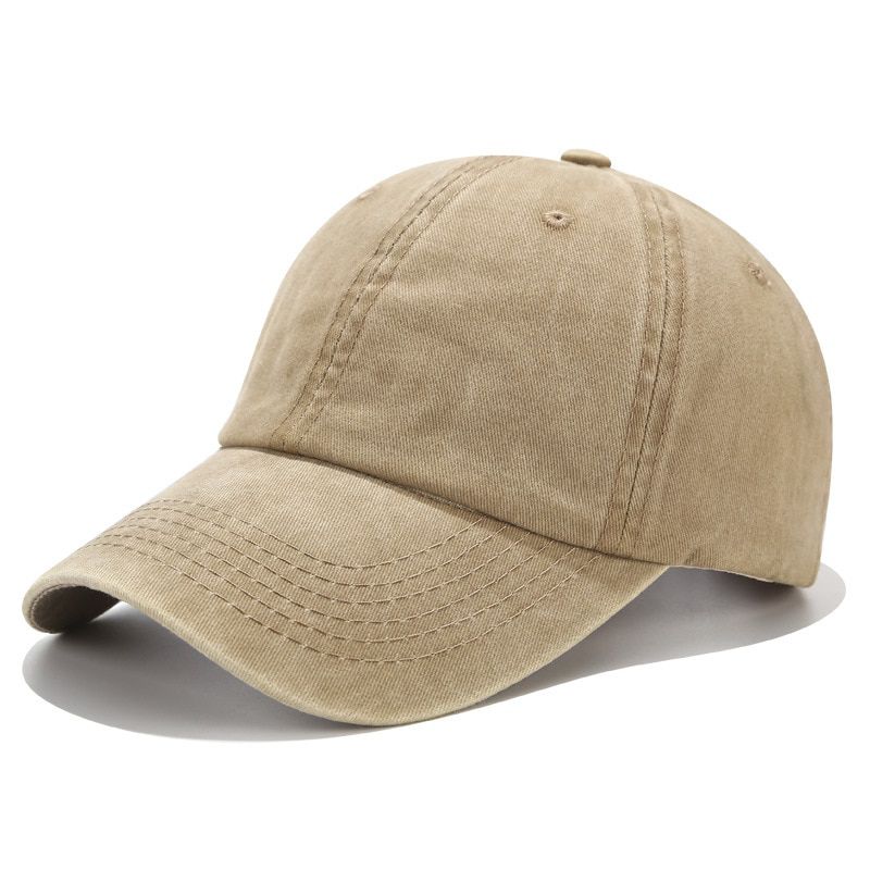 Plain Khaki Washed Denim Cap