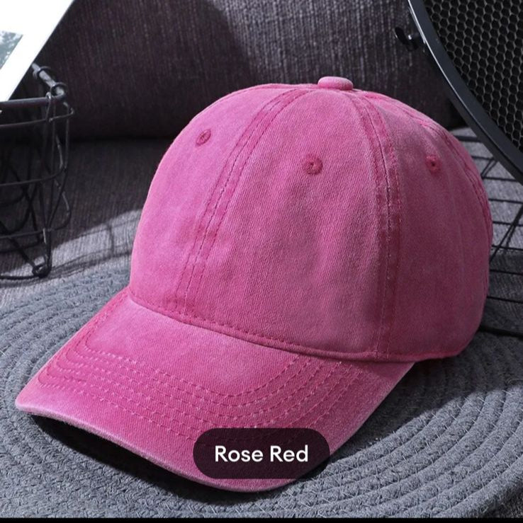 Plain Pink Washed Denim Cap