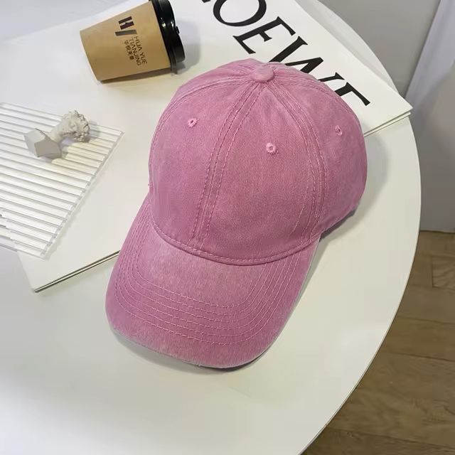 Plain Pink Washed Denim Cap