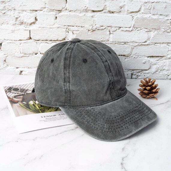 Plain Dark Grey Washed Denim Cap