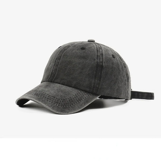 Plain Dark Grey Washed Denim Cap