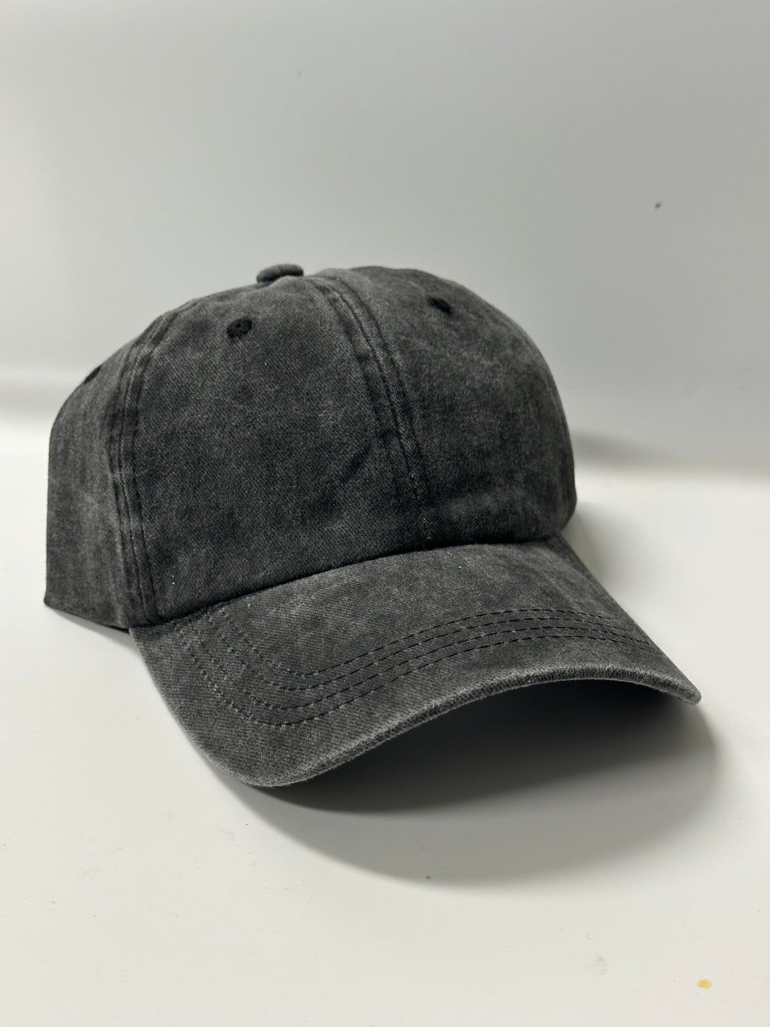 Plain Dark Grey Washed Denim Cap