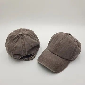 Plain Brown Washed Denim Cap