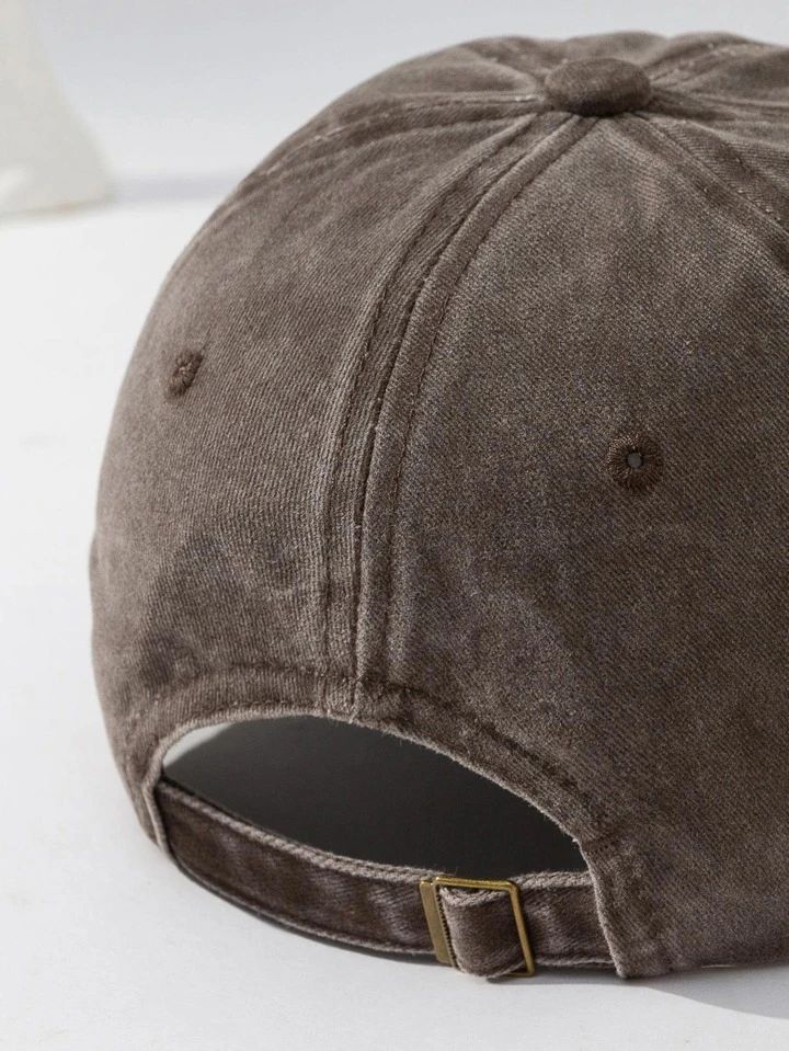 Plain Brown Washed Denim Cap