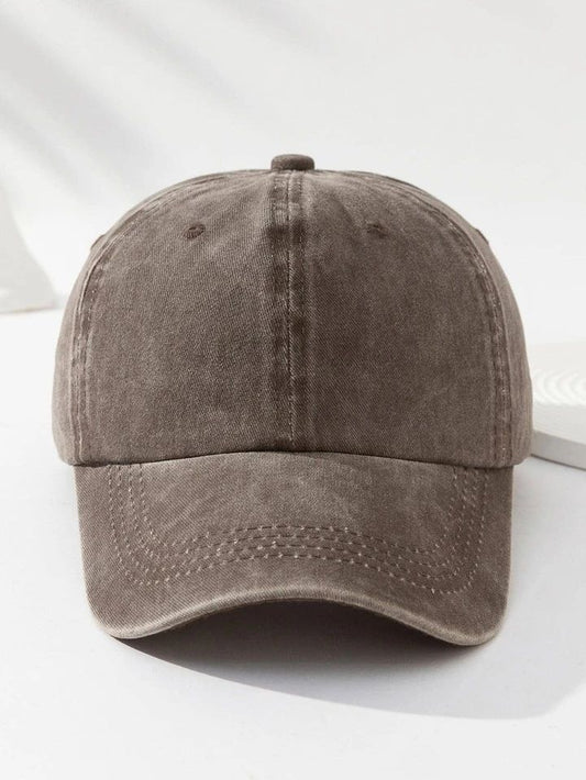 Plain Brown Washed Denim Cap