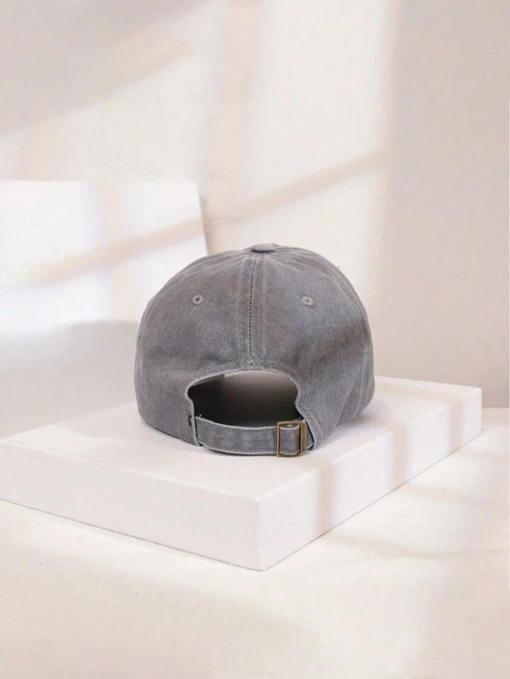 Plain Light Grey Washed Denim Cap