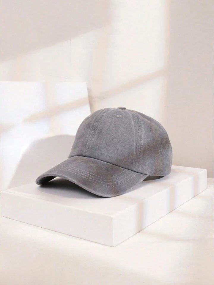 Plain Light Grey Washed Denim Cap