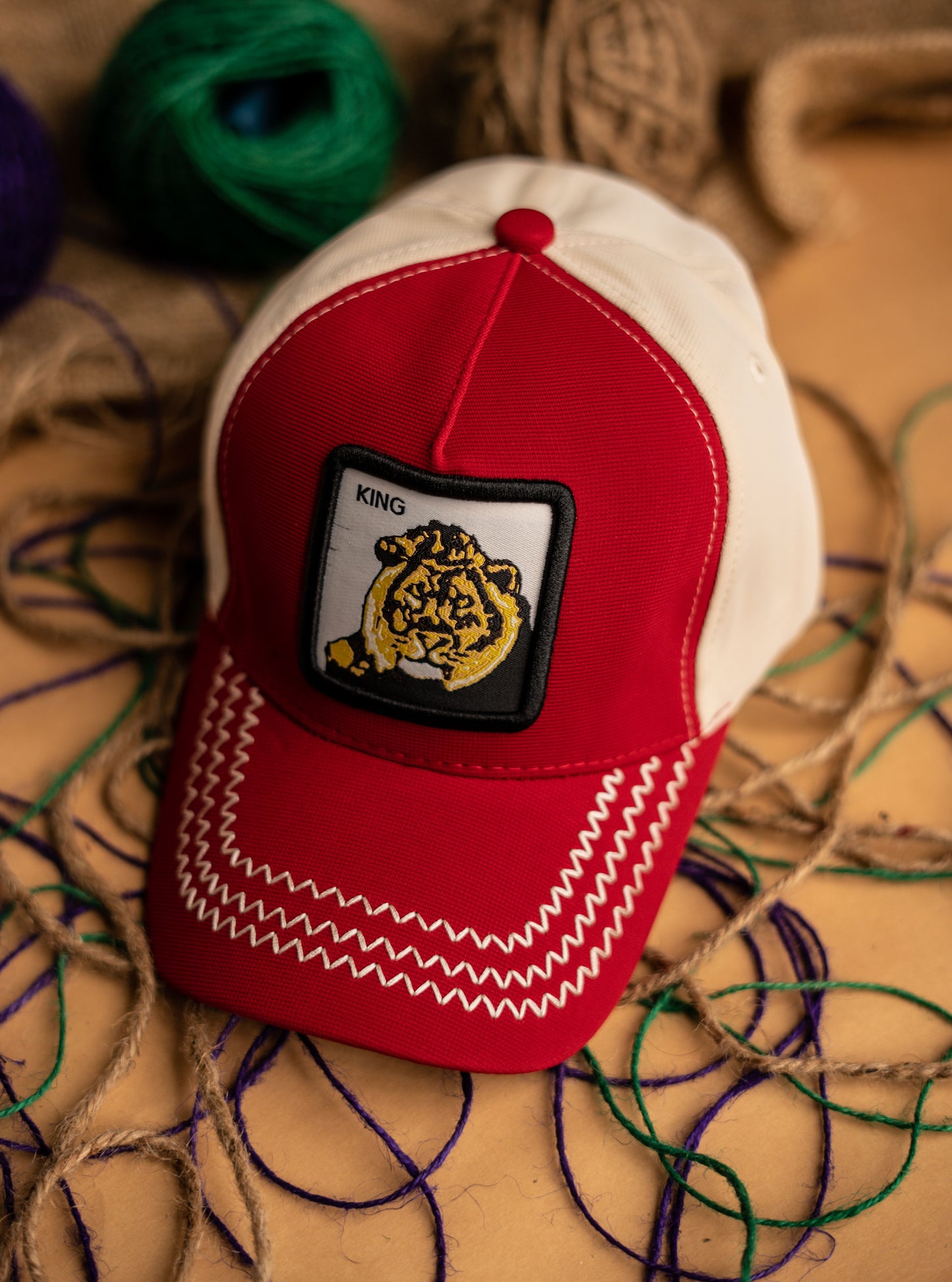 Red Multi Lion Cap