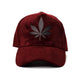 Maroon Leaf Suede Cap