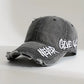 Grey NGU ripped denim cap