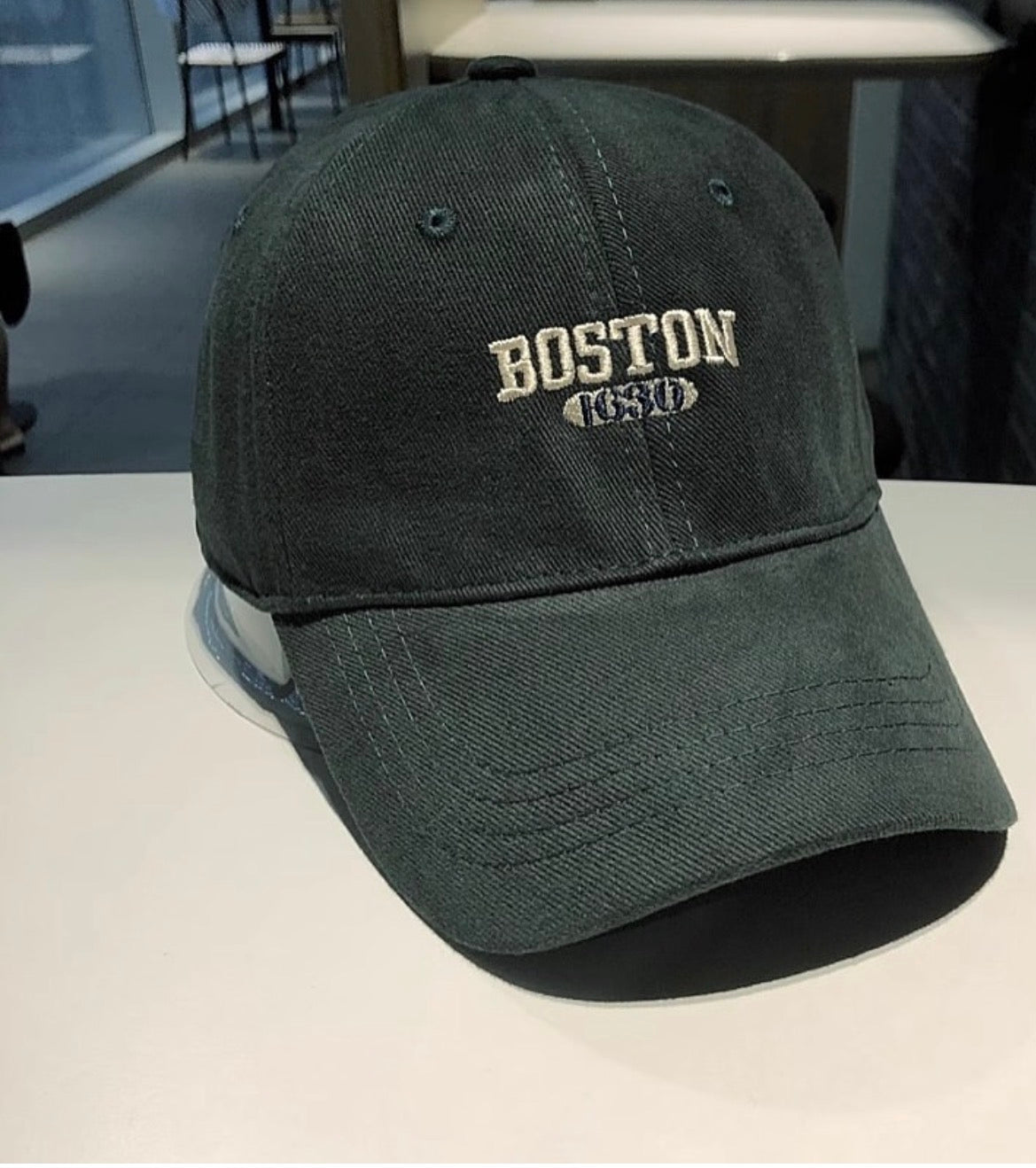 Grey Boston premium denim cap