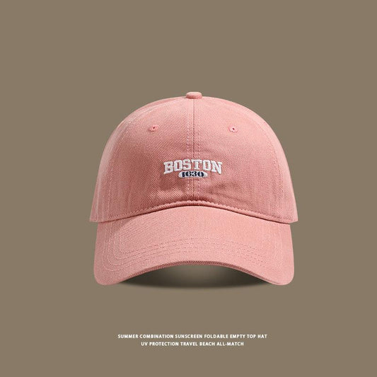 Pink Boston denim cap