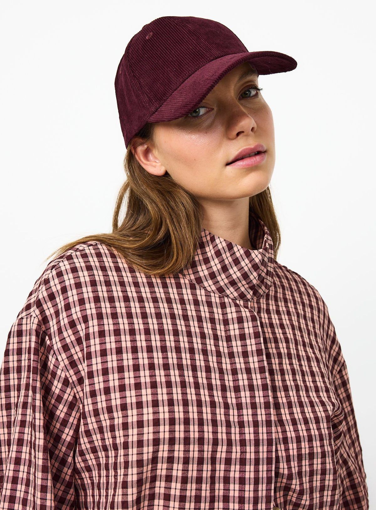Maroon corduroy cap