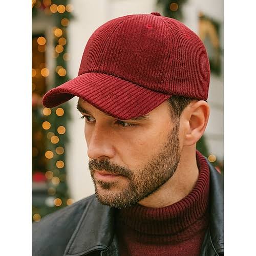 Maroon corduroy cap