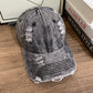 Grey Ripped denim cap