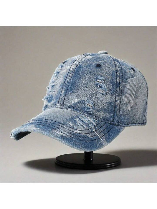 Blue ripped denim cap