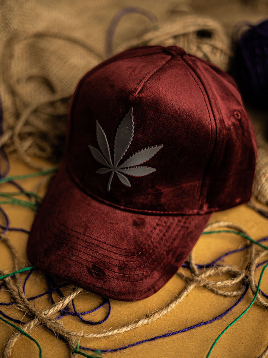 Maroon Leaf suede premium cap