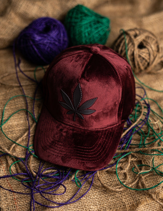Maroon Maple Suede Cap