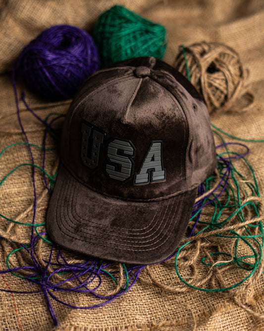 Brown USA Suede Cap