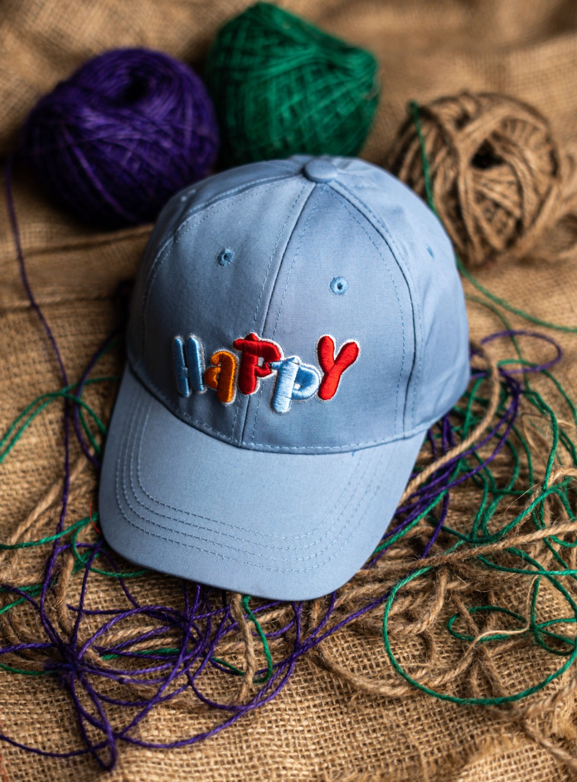 Sky Blue Happy Kids Cap