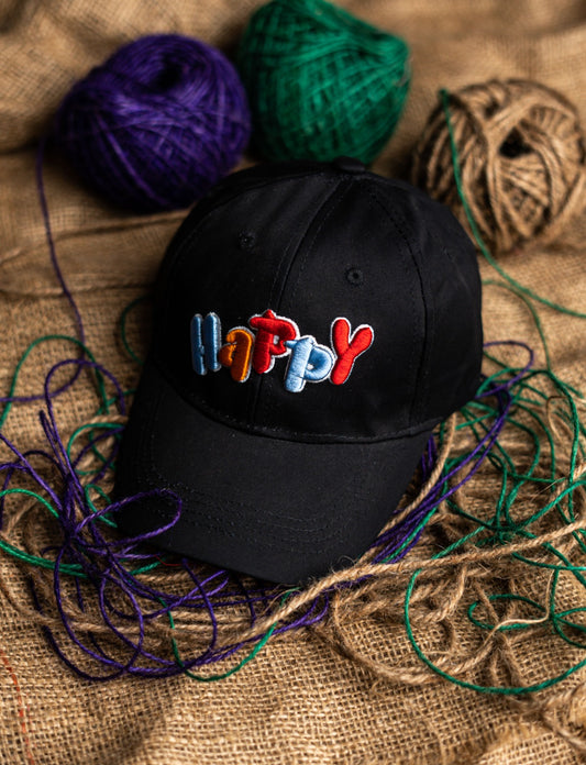 Black Happy Kids Cap 2