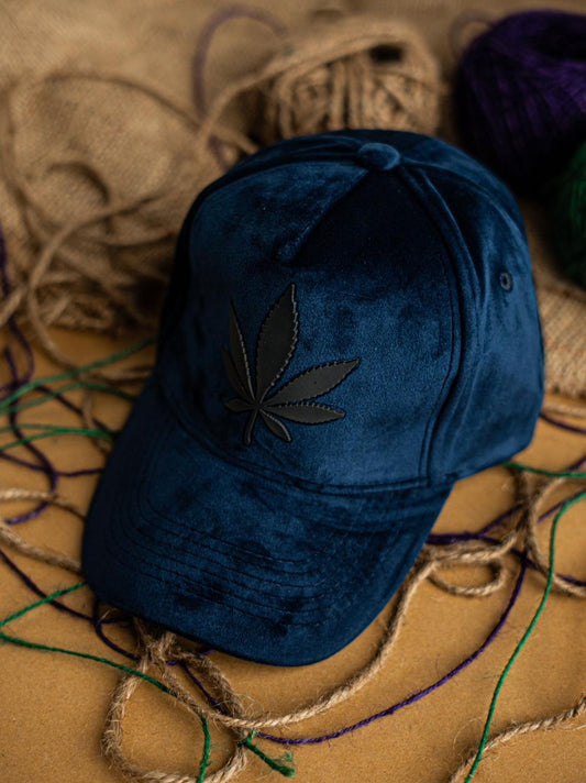 Blue leaf suede cap